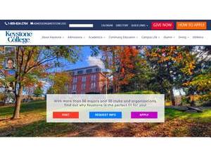 Keystone College's official website homepage screenshot