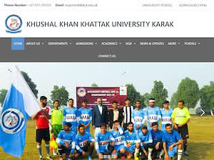 Khushal Khan Khattak University's official website homepage screenshot