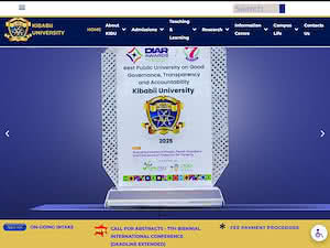 Kibabii University's official website homepage screenshot