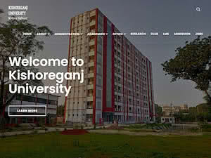 Kishoreganj University's official website homepage screenshot