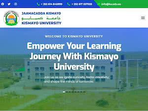 Kismayo University's official website homepage screenshot