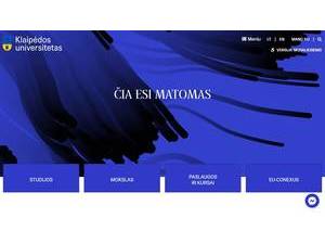 Klaipeda University's official website homepage screenshot