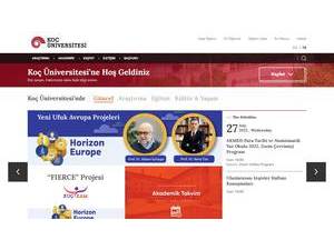 Koç Üniversitesi's official website homepage screenshot