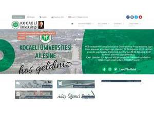 Kocaeli University's official website homepage screenshot