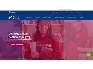 Kokand University's official website homepage screenshot