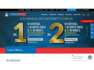 K.R. Mangalam University's official website homepage screenshot