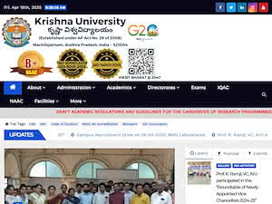 Krishna University's official website homepage screenshot