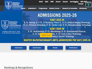 Krishna Vishwa Vidyapeeth's official website homepage screenshot