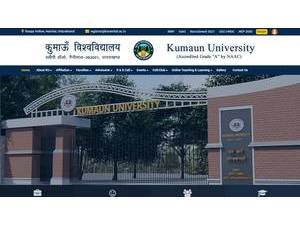 Kumaun University's official website homepage screenshot