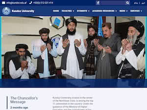Kunduz University's official website homepage screenshot