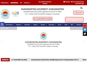 Kurukshetra University's official website homepage screenshot