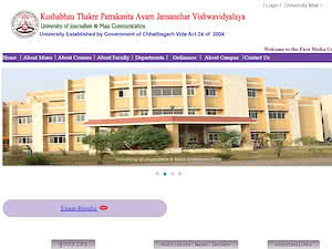 Kushabhau Thakre Patrakarita Avam Jansanchar University's official website homepage screenshot