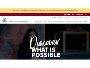 Kwantlen Polytechnic University's official website homepage screenshot