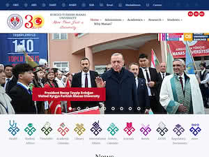 Kyrgyz-Turkish Manas University's official website homepage screenshot