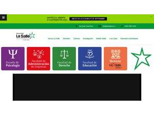 La Salle University of Costa Rica's official website homepage screenshot