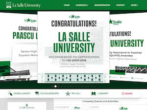 La Salle University, Ozamiz City's official website homepage screenshot