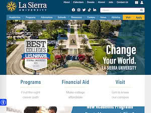 La Sierra University's official website homepage screenshot