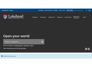 Lakehead University's official website homepage screenshot