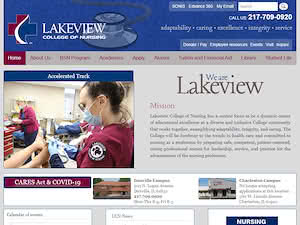 Lakeview College of Nursing's official website homepage screenshot