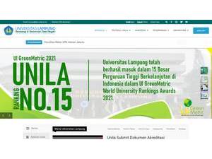 Lampung University's official website homepage screenshot