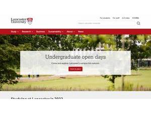 Lancaster University's official website homepage screenshot