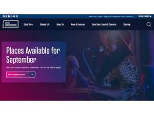 Leeds Conservatoire's official website homepage screenshot