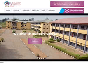 Legacy University, Okija's official website homepage screenshot