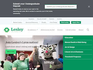 Lesley University's official website homepage screenshot