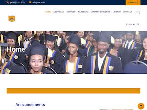 Lesotho College of Education's official website homepage screenshot