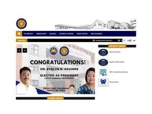 Leyte Normal University's official website homepage screenshot