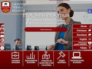 Lietuvos verslo kolegija's official website homepage screenshot
