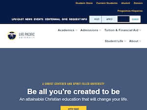 Life Pacific University's official website homepage screenshot
