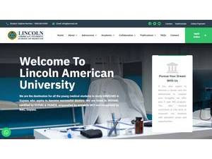 Lincoln American University's official website homepage screenshot