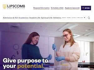 Lipscomb University's official website homepage screenshot