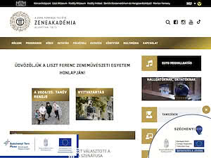 Liszt Ferenc Zeneművészeti Egyetem's official website homepage screenshot