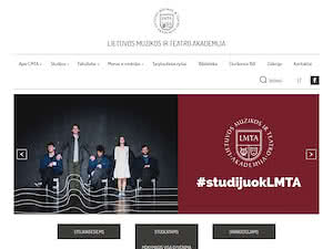 Lithuanian Academy of Music and Theatre's official website homepage screenshot