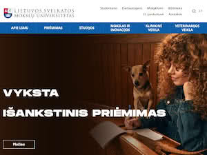 Lithuanian University of Health Sciences's official website homepage screenshot