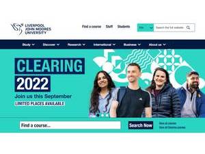 Liverpool John Moores University's official website homepage screenshot