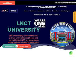 LNCT University's official website homepage screenshot