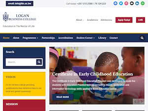 Logan Business College's official website homepage screenshot
