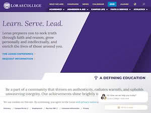 Loras College's official website homepage screenshot