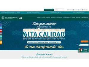 Los Libertadores University Foundation's official website homepage screenshot