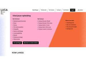 LUCA School of Arts's official website homepage screenshot