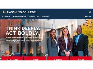 Lycoming College's official website homepage screenshot