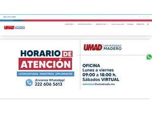 Madero University's official website homepage screenshot