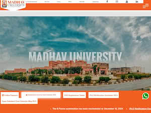 Madhav University's official website homepage screenshot