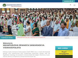 Mahapurusha Srimanta Sankaradeva University's official website homepage screenshot