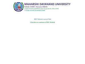 Maharishi Dayanand University's official website homepage screenshot