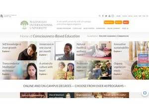 Maharishi International University's official website homepage screenshot
