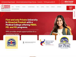 Maharishi Markandeshwar University, Solan's official website homepage screenshot